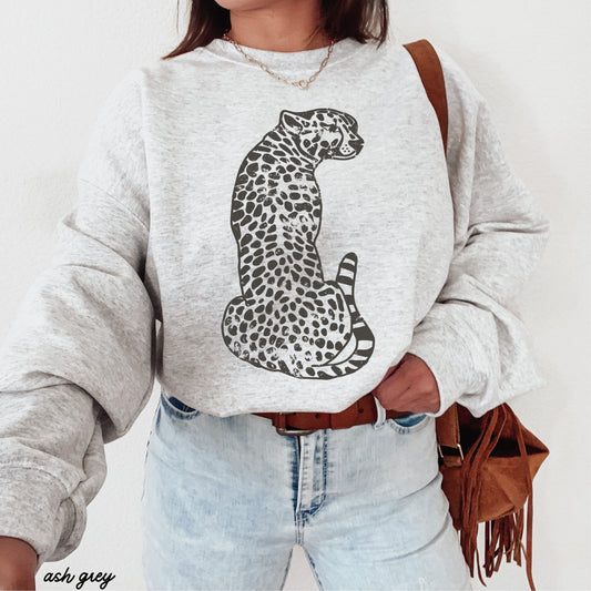Sitting Cheetah Sweatshirt *5 Colors (S-3X) Chloe Vs Tank The Boutique