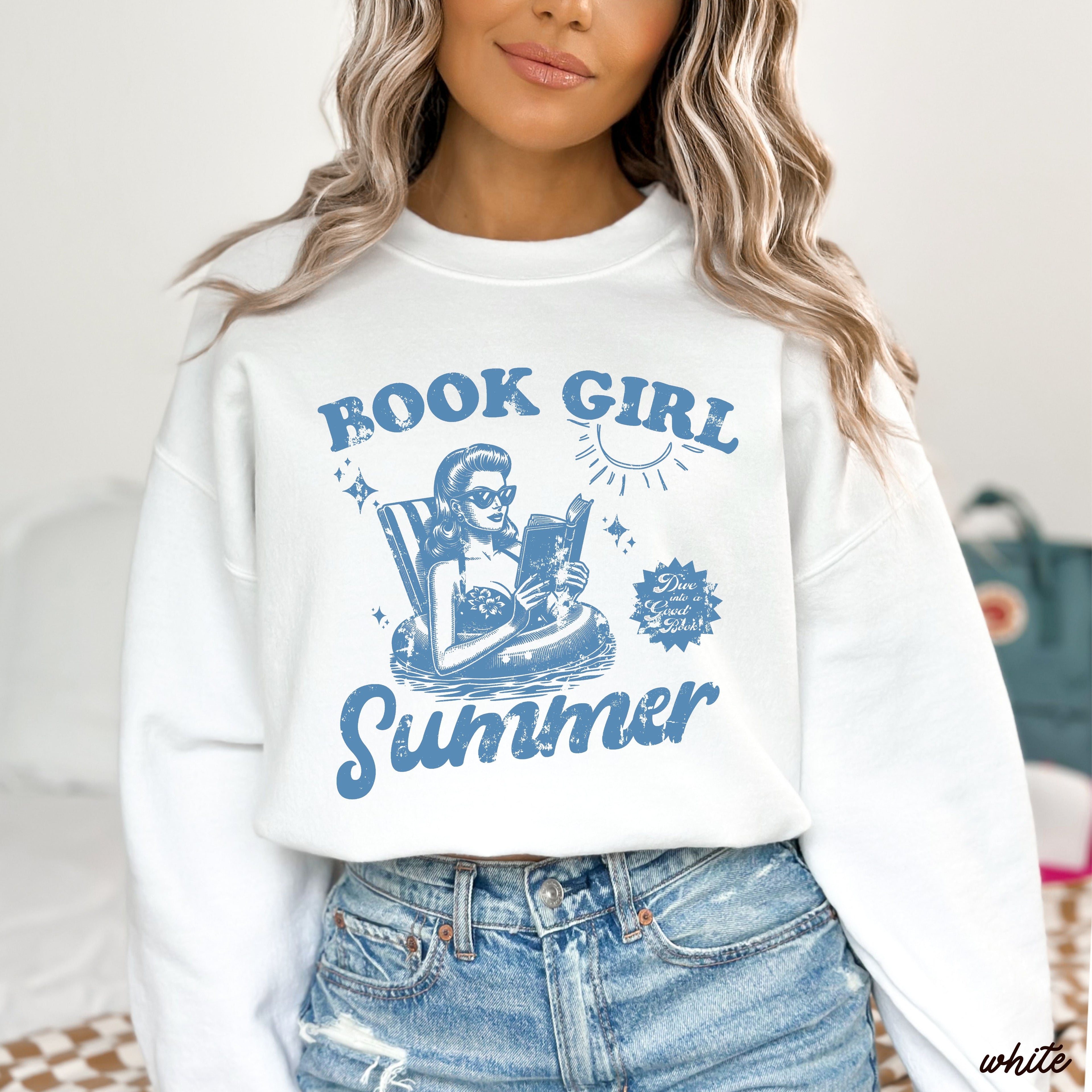Book Girl Summer Sweatshirt *5 Colors (S-3X) Chloe Vs Tank The Boutique