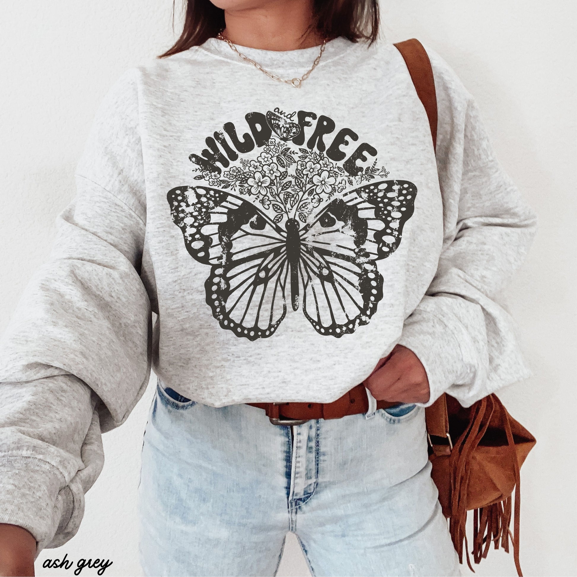 Wild & Free Butterfly Sweatshirt *5 Colors (S-3X) Chloe Vs Tank The Boutique