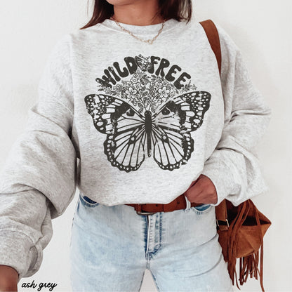 Wild & Free Butterfly Sweatshirt *5 Colors (S-3X) Chloe Vs Tank The Boutique