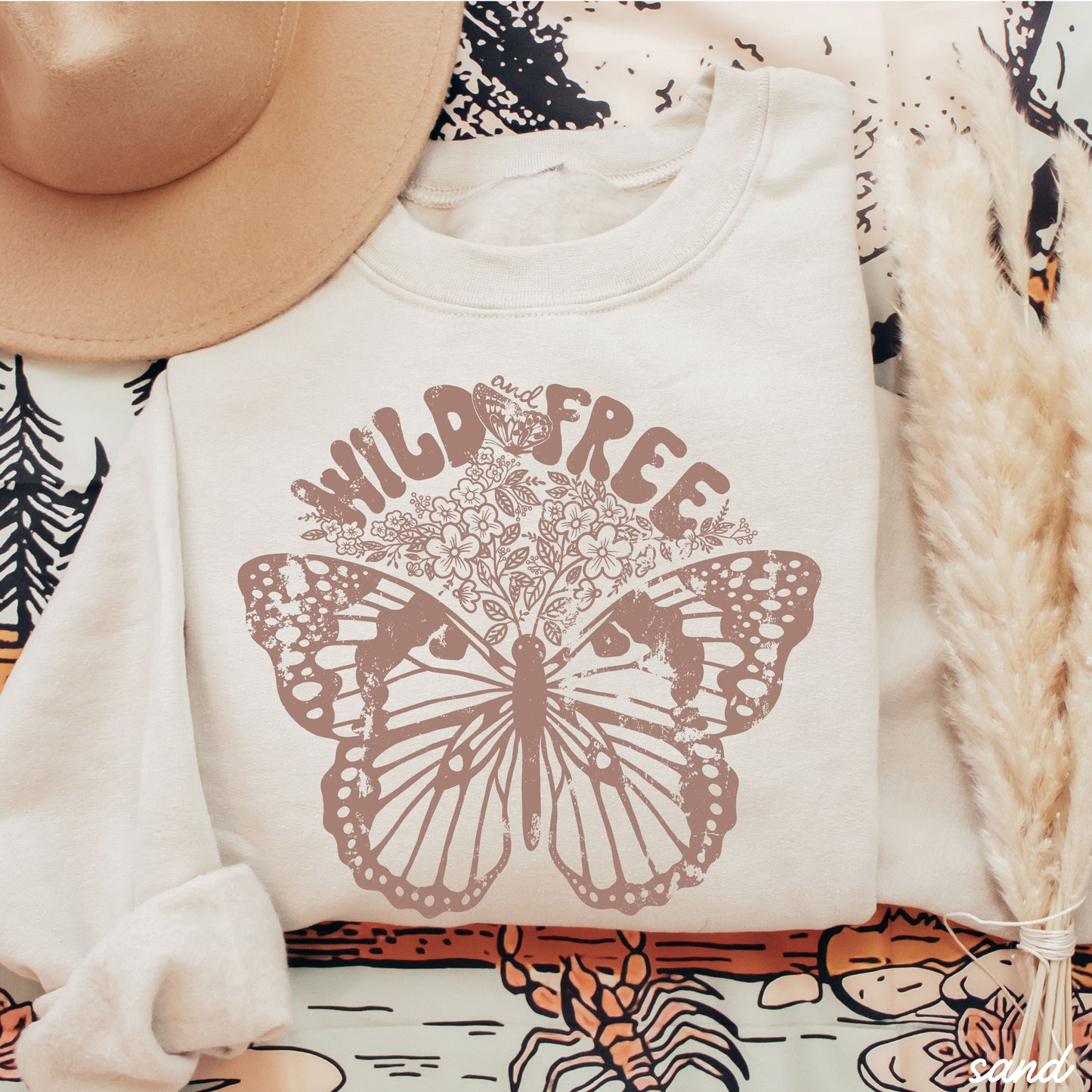 Wild & Free Butterfly Sweatshirt *5 Colors (S-3X) Chloe Vs Tank The Boutique