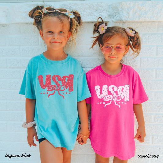 YOUTH USA Bubble Coquette Comfort Colors Tee *9 Colors (S-3X) Chloe Vs Tank The Boutique