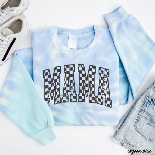 Mama Checkered Outline Tie Dye Sweatshirt *2 Colors (S-3X) Chloe Vs Tank The Boutique