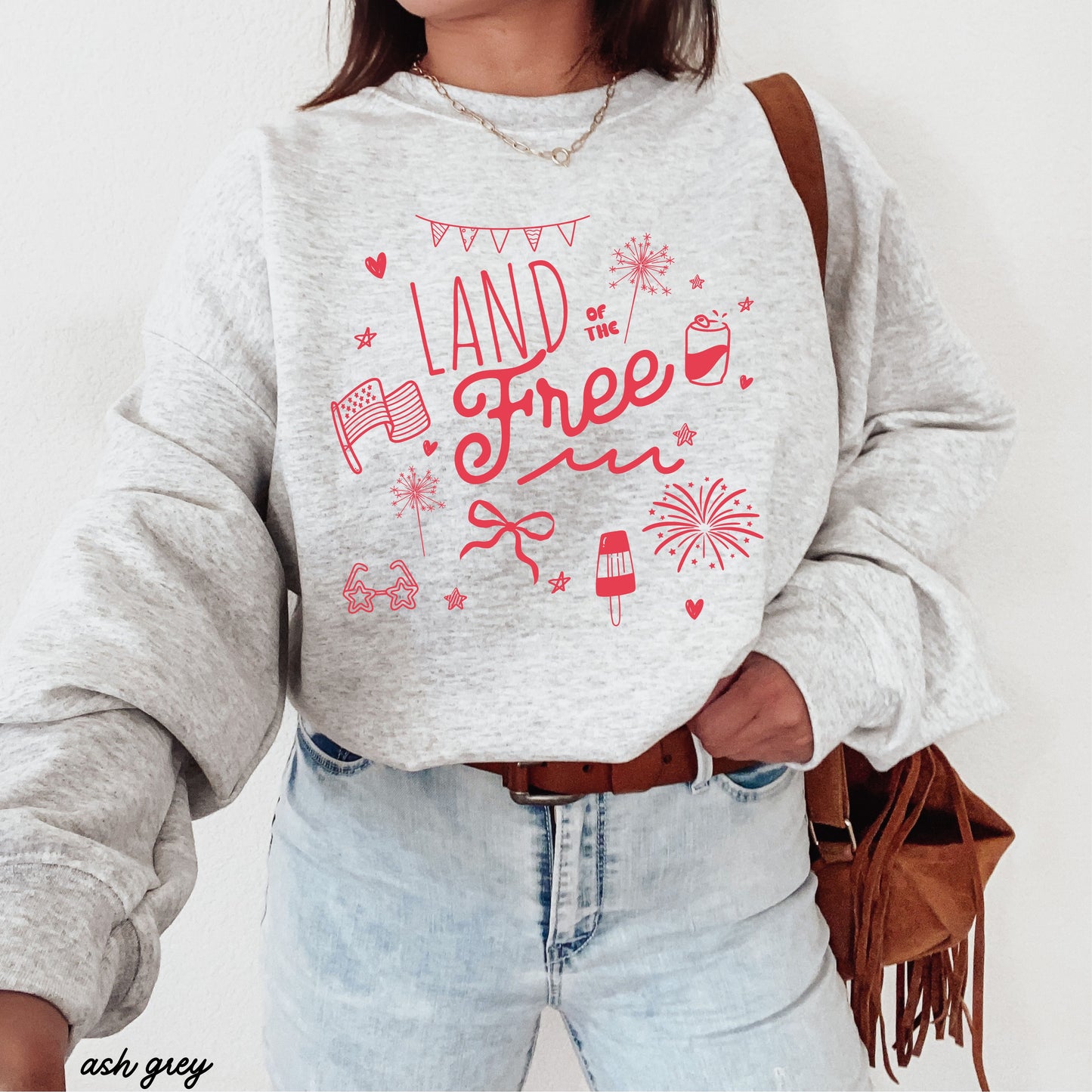 Land of the Free Doodle Sweatshirt *4 Colors (S-3X) Chloe Vs Tank The Boutique
