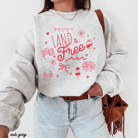 Land of the Free Doodle Sweatshirt *4 Colors (S-3X) Chloe Vs Tank The Boutique