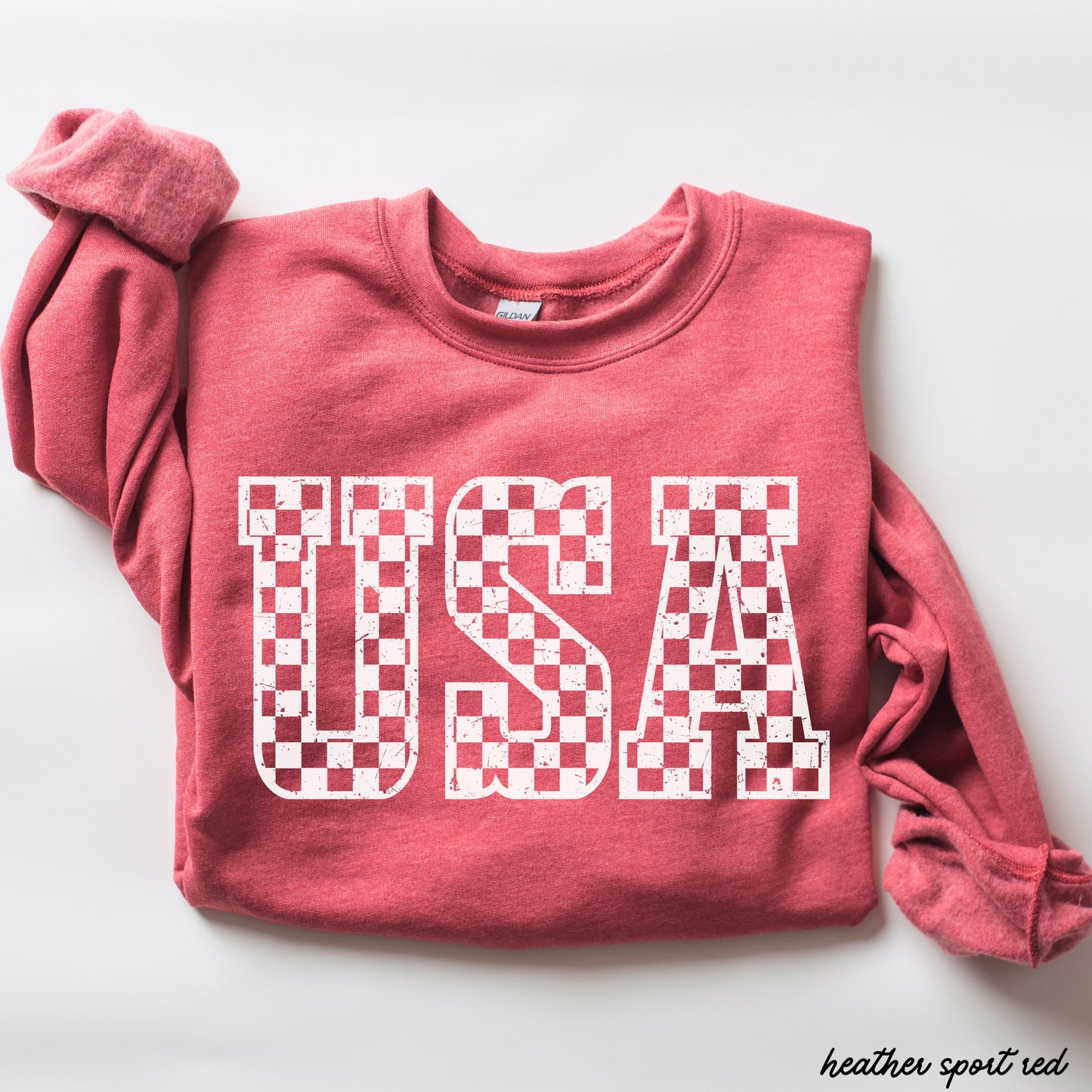 Checkered USA Sweatshirt *7 Colors (S-3X) Chloe Vs Tank The Boutique