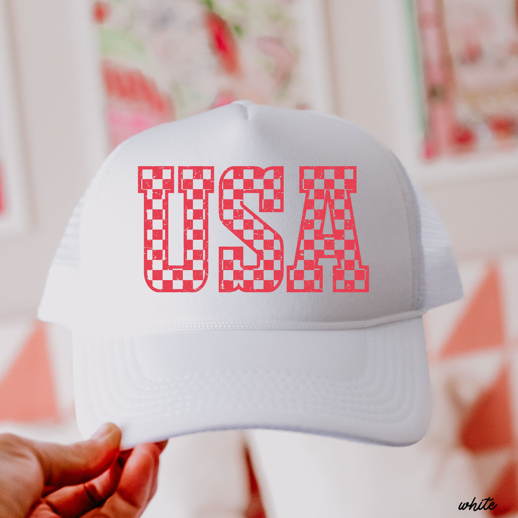 Checkered USA Trucker Hat *9 COLORS Chloe Vs Tank The Boutique