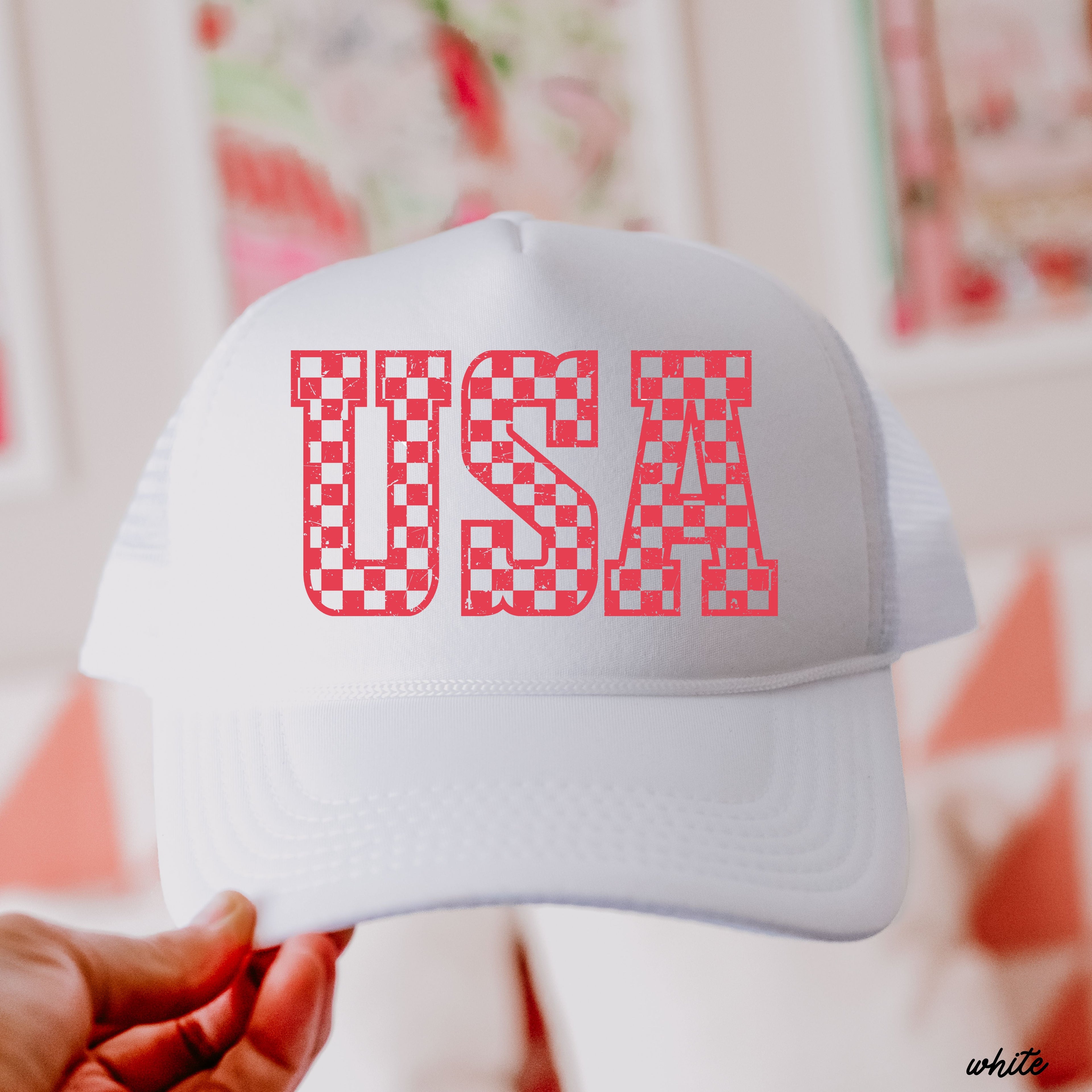 Checkered USA Trucker Hat *9 COLORS Chloe Vs Tank The Boutique