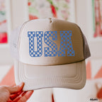 Checkered USA Trucker Hat *9 COLORS Chloe Vs Tank The Boutique