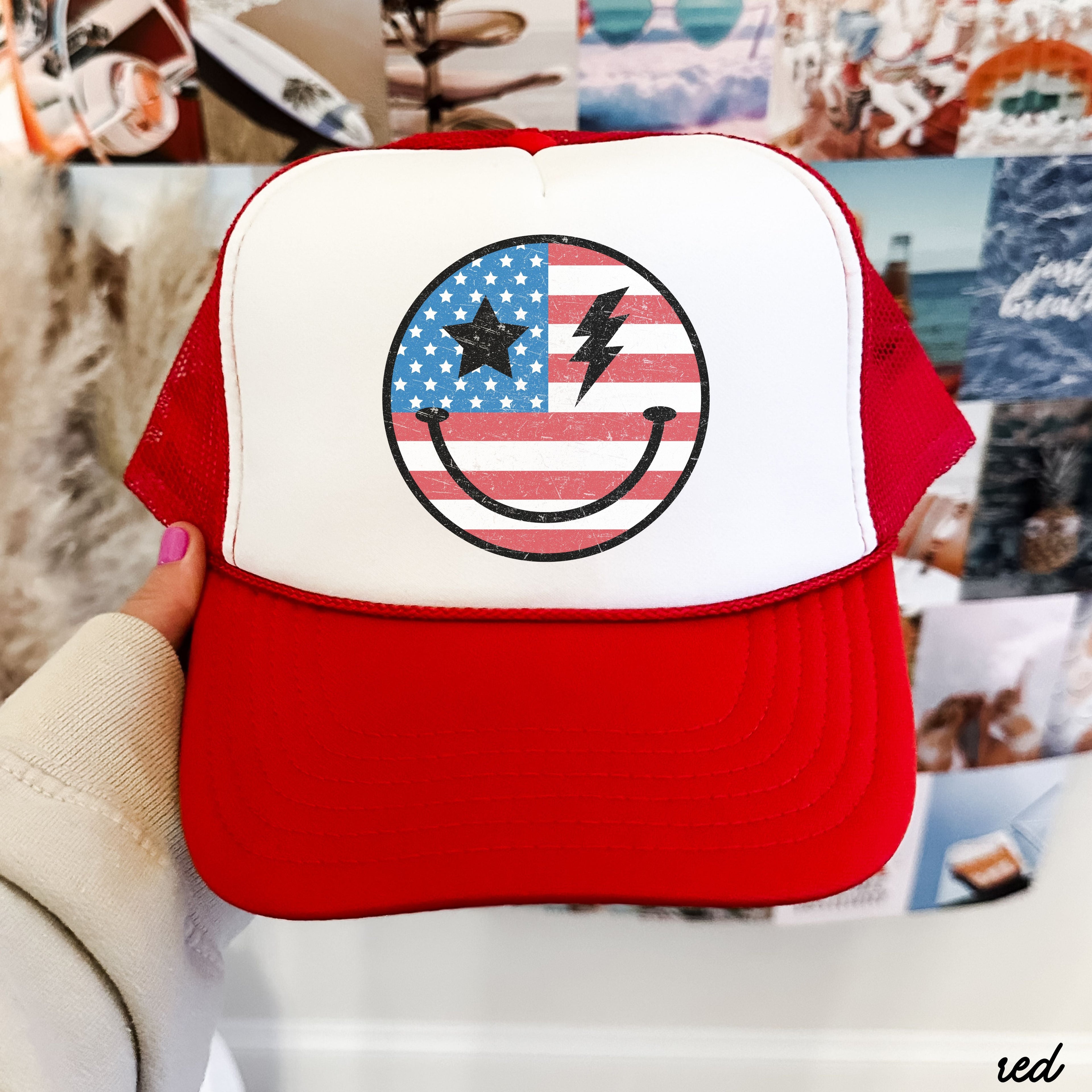 Happy USA Trucker Hat *8 COLORS Chloe Vs Tank The Boutique