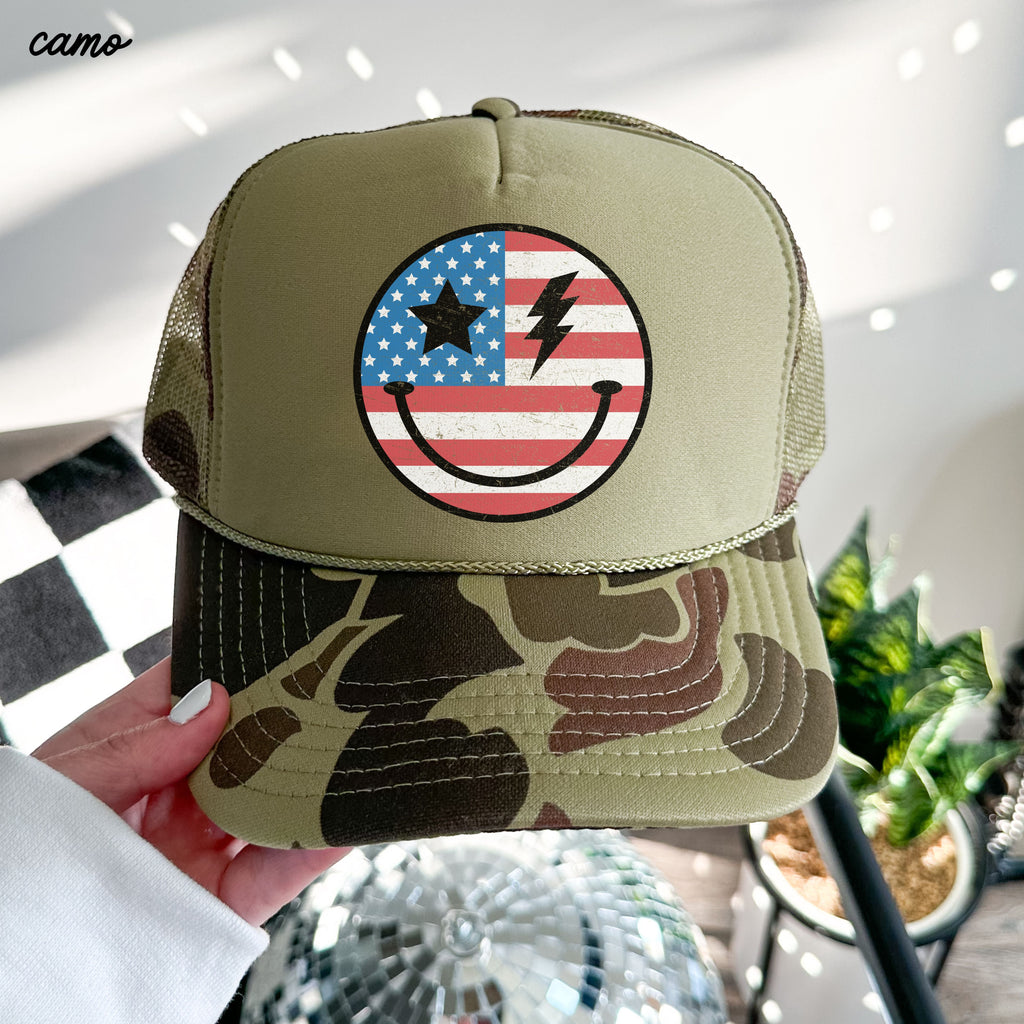 Happy USA Trucker Hat *8 COLORS Chloe Vs Tank The Boutique