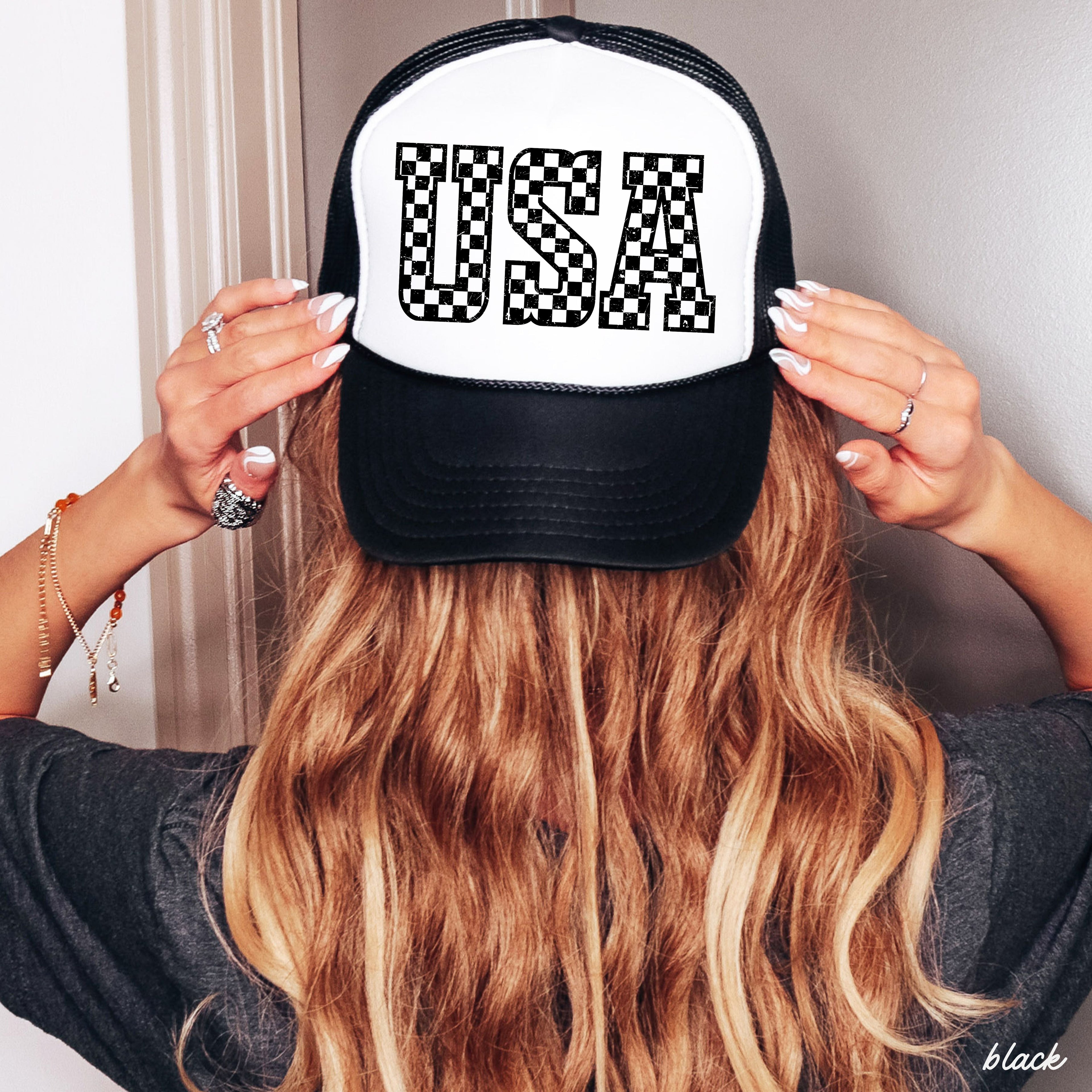 Checkered USA Trucker Hat *9 COLORS Chloe Vs Tank The Boutique