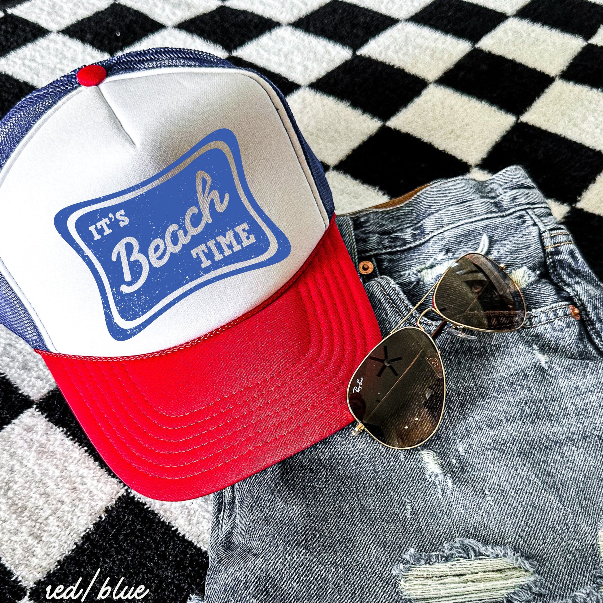 It's Beach Time Trucker Hat *9 COLORS Chloe Vs Tank The Boutique