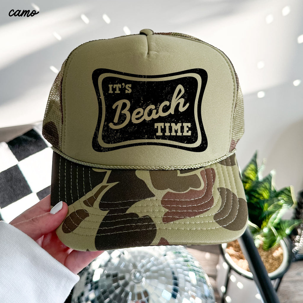 It's Beach Time Trucker Hat *9 COLORS Chloe Vs Tank The Boutique