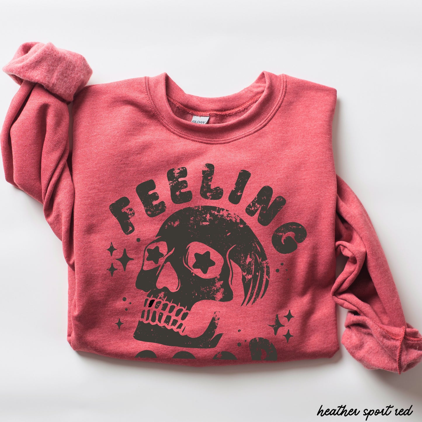 Feeling Good Skull Sweatshirt *7 Colors (S-3X) Chloe Vs Tank The Boutique