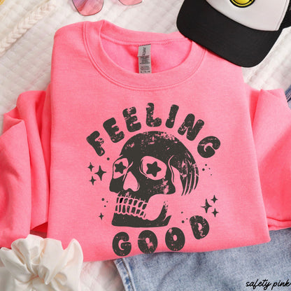 Feeling Good Skull Sweatshirt *7 Colors (S-3X) Chloe Vs Tank The Boutique