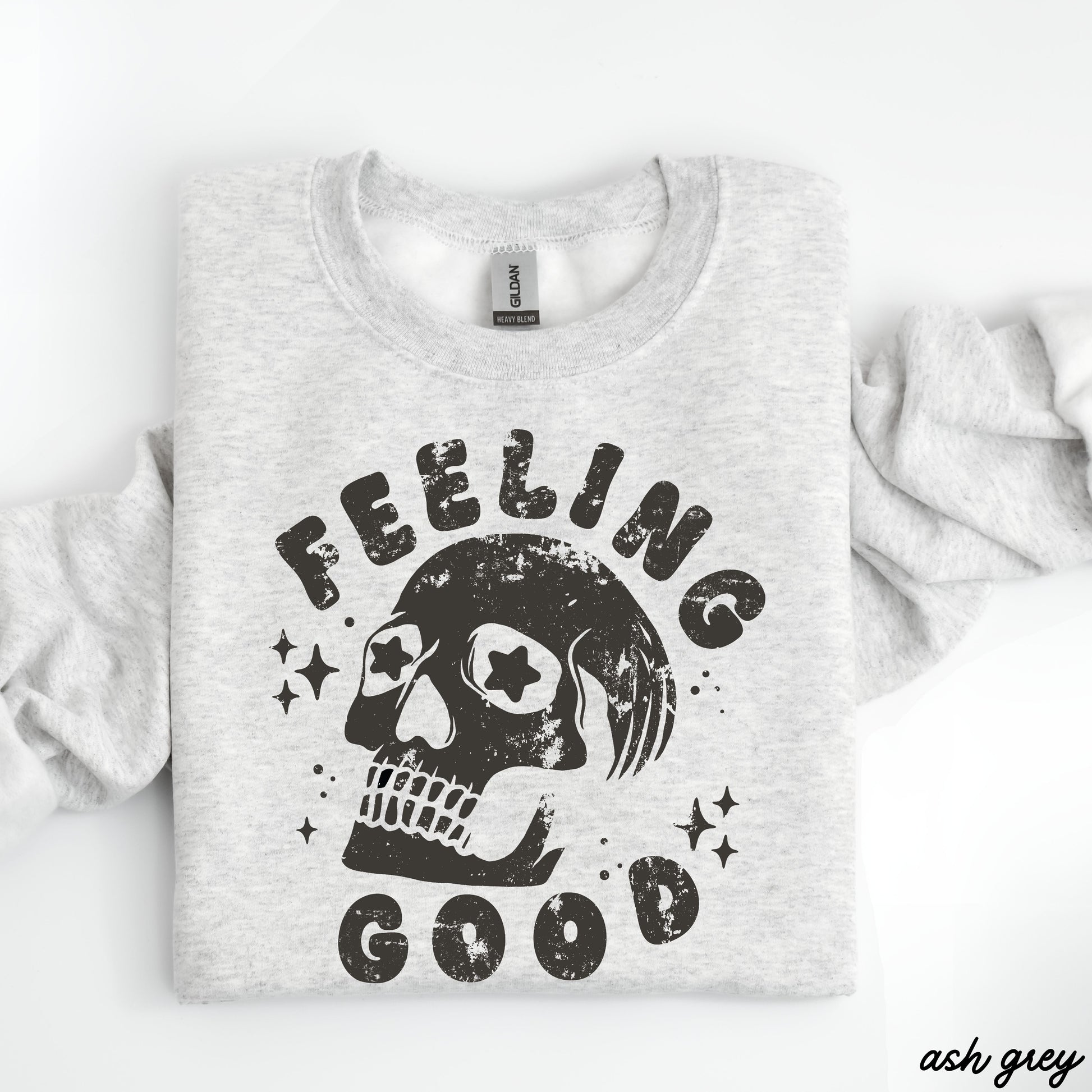 Feeling Good Skull Sweatshirt *7 Colors (S-3X) Chloe Vs Tank The Boutique