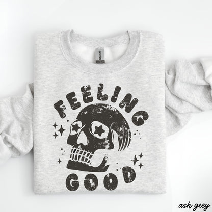 Feeling Good Skull Sweatshirt *7 Colors (S-3X) Chloe Vs Tank The Boutique