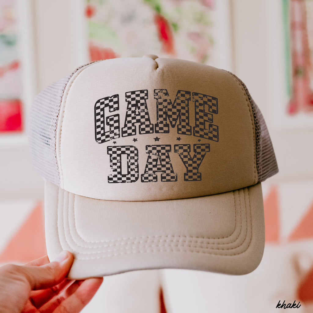 Checkered Game Day Trucker Hat *9 COLORS Chloe Vs Tank The Boutique