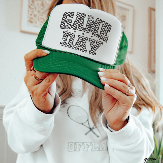 Checkered Game Day Trucker Hat *9 COLORS Chloe Vs Tank The Boutique