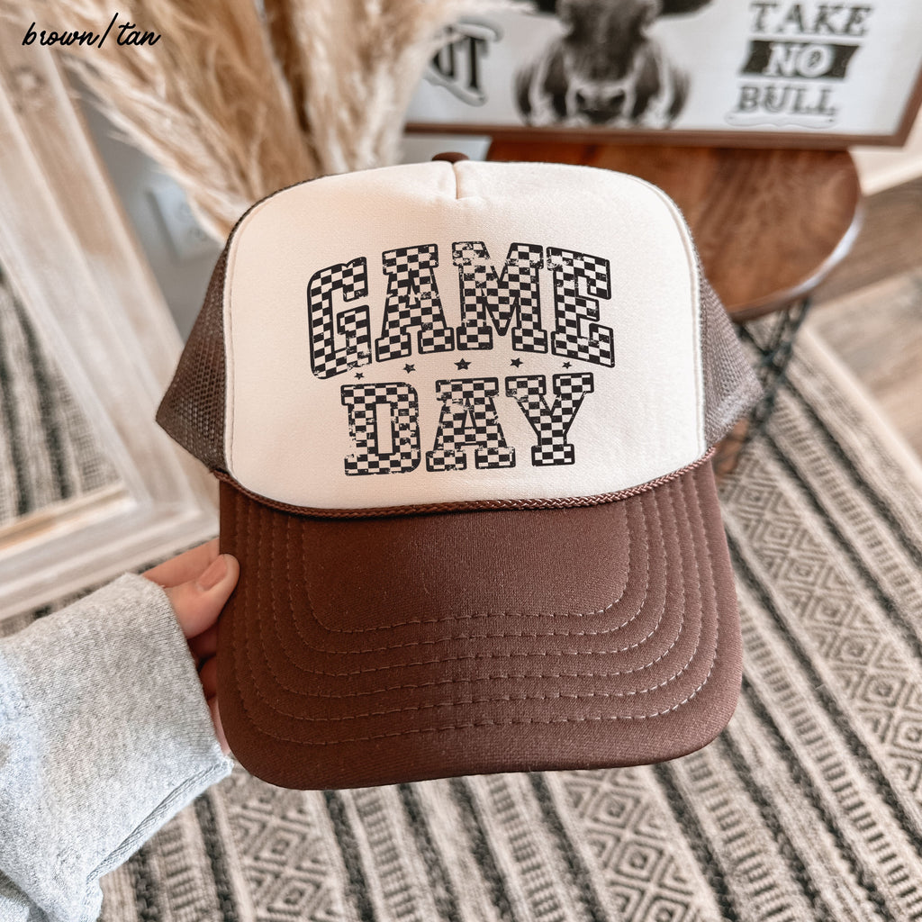 Checkered Game Day Trucker Hat *9 COLORS Chloe Vs Tank The Boutique