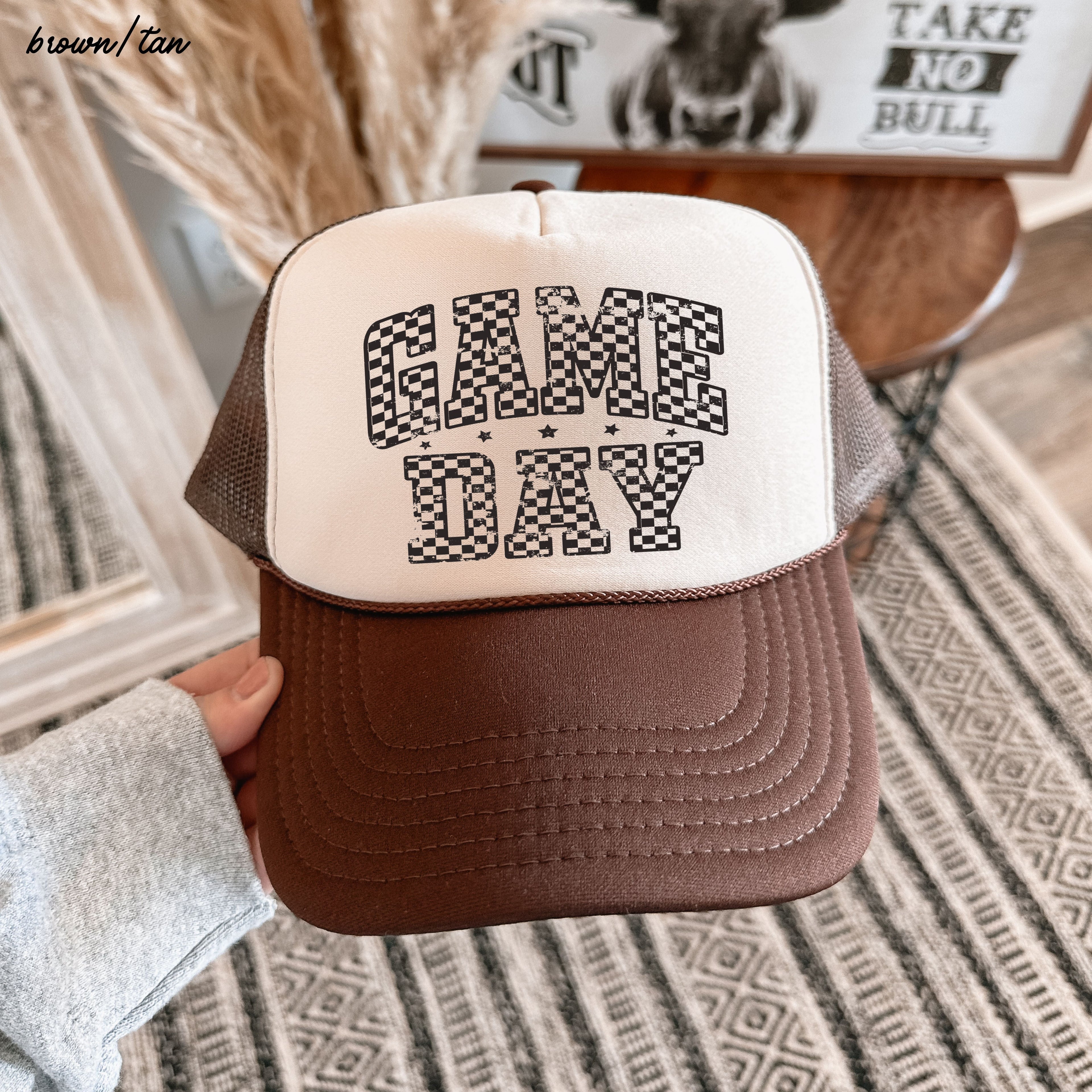 Checkered Game Day Trucker Hat *9 COLORS Chloe Vs Tank The Boutique