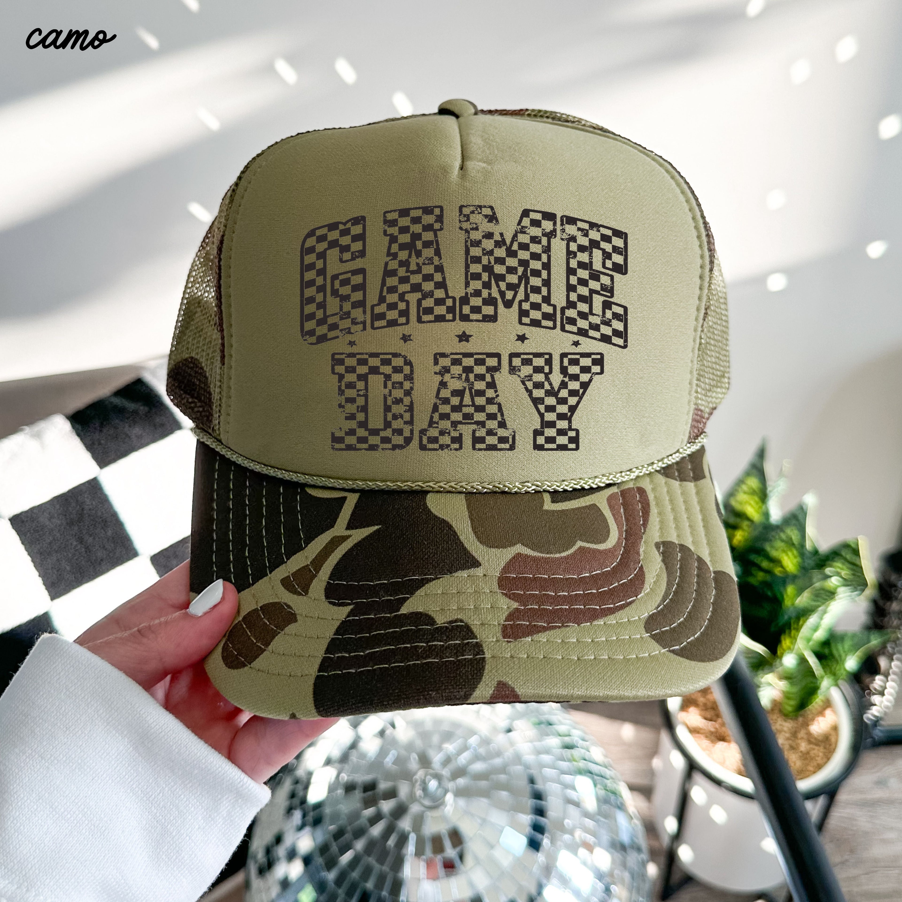 Checkered Game Day Trucker Hat *9 COLORS Chloe Vs Tank The Boutique