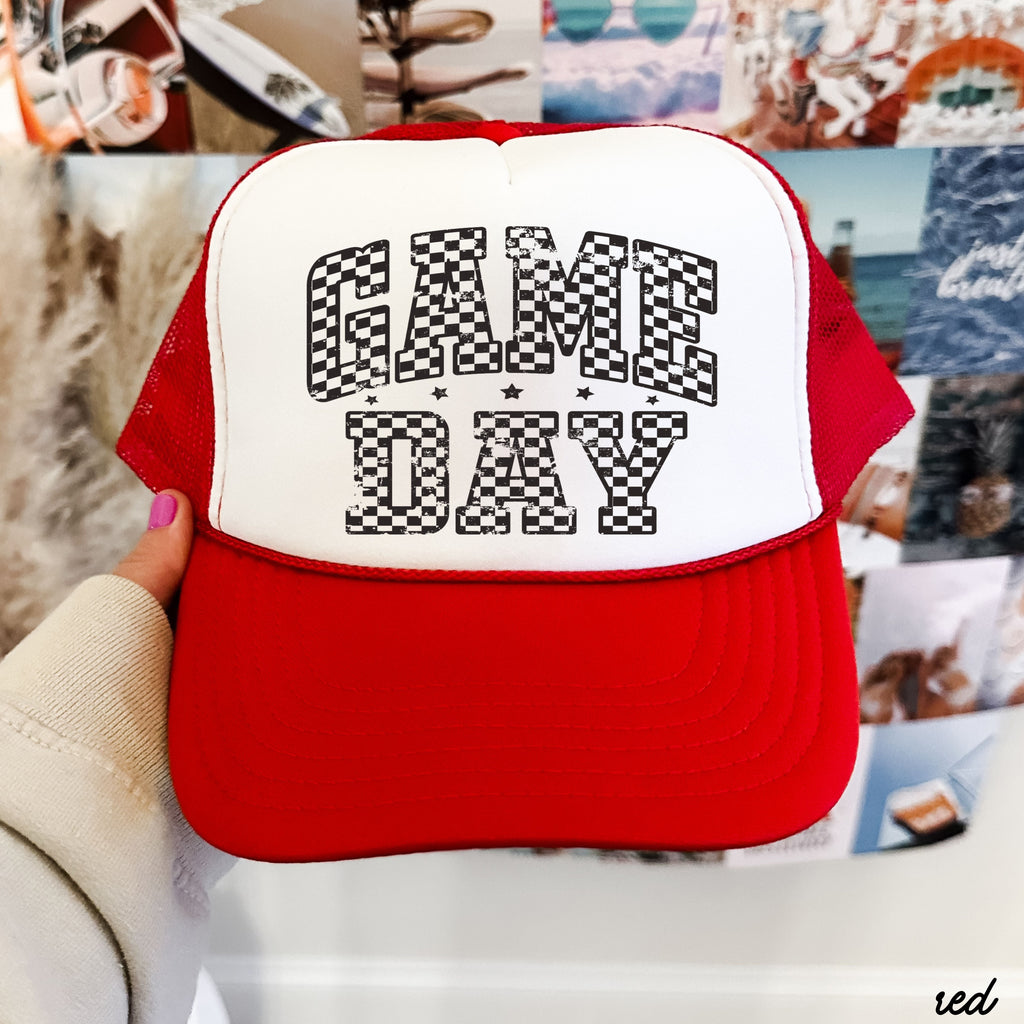 Checkered Game Day Trucker Hat *9 COLORS Chloe Vs Tank The Boutique