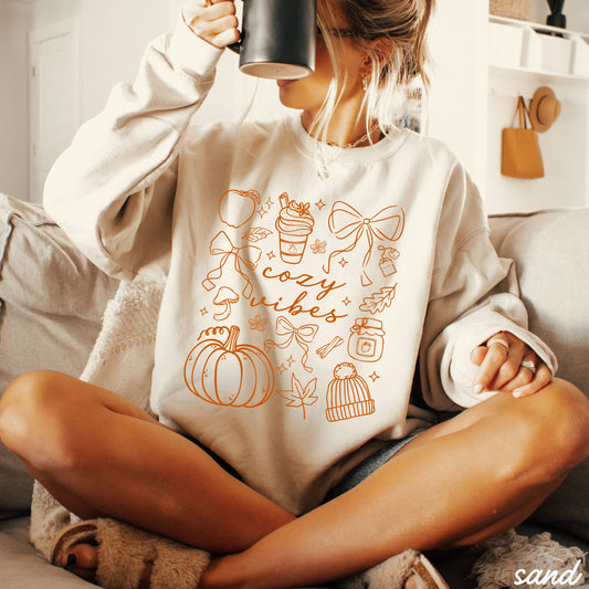 Cozy Vibes Doodle Sweatshirt *4 Colors (S-3X) Chloe Vs Tank The Boutique