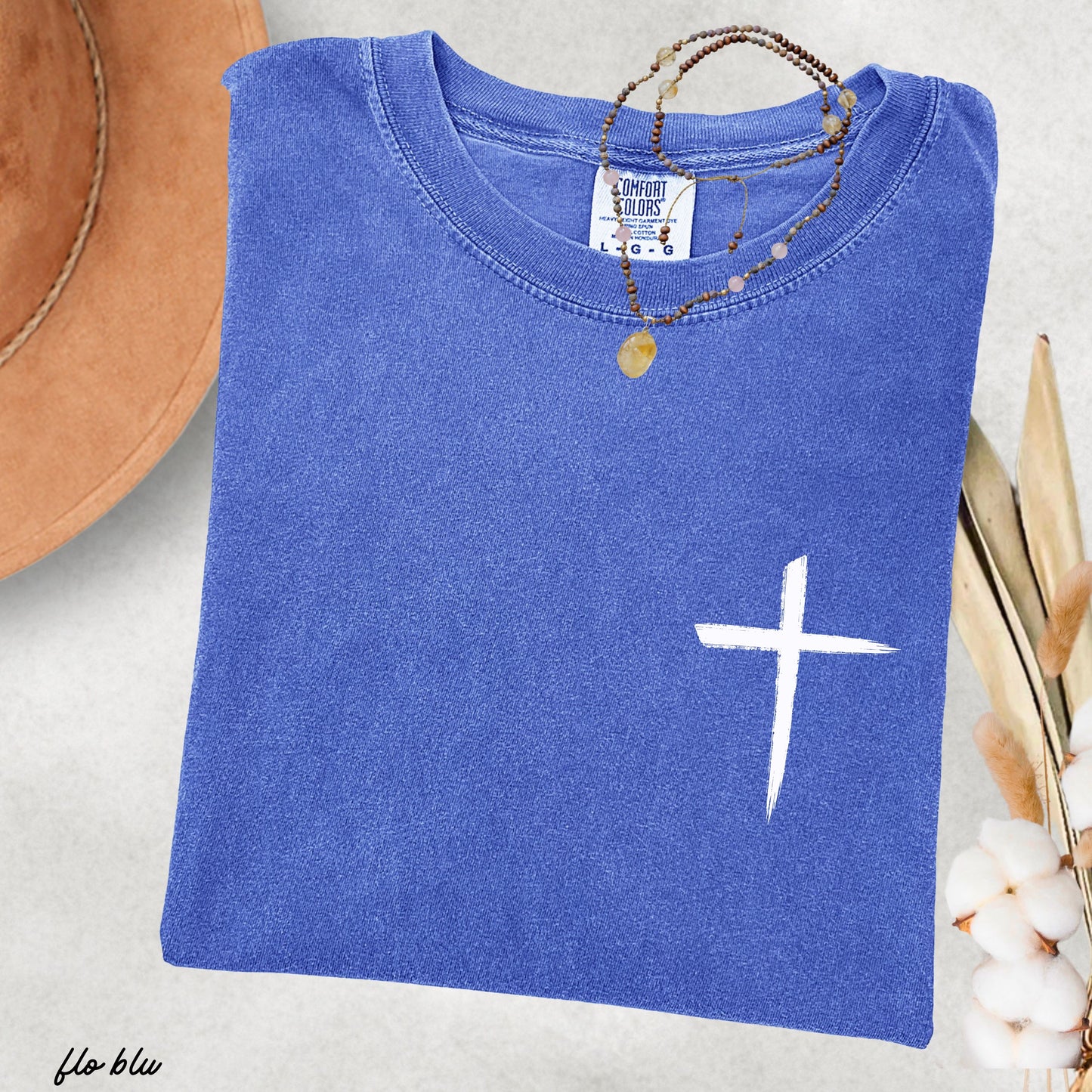 Pocket Cross Comfort Colors Tee *16 Colors (S-3X) Chloe Vs Tank The Boutique