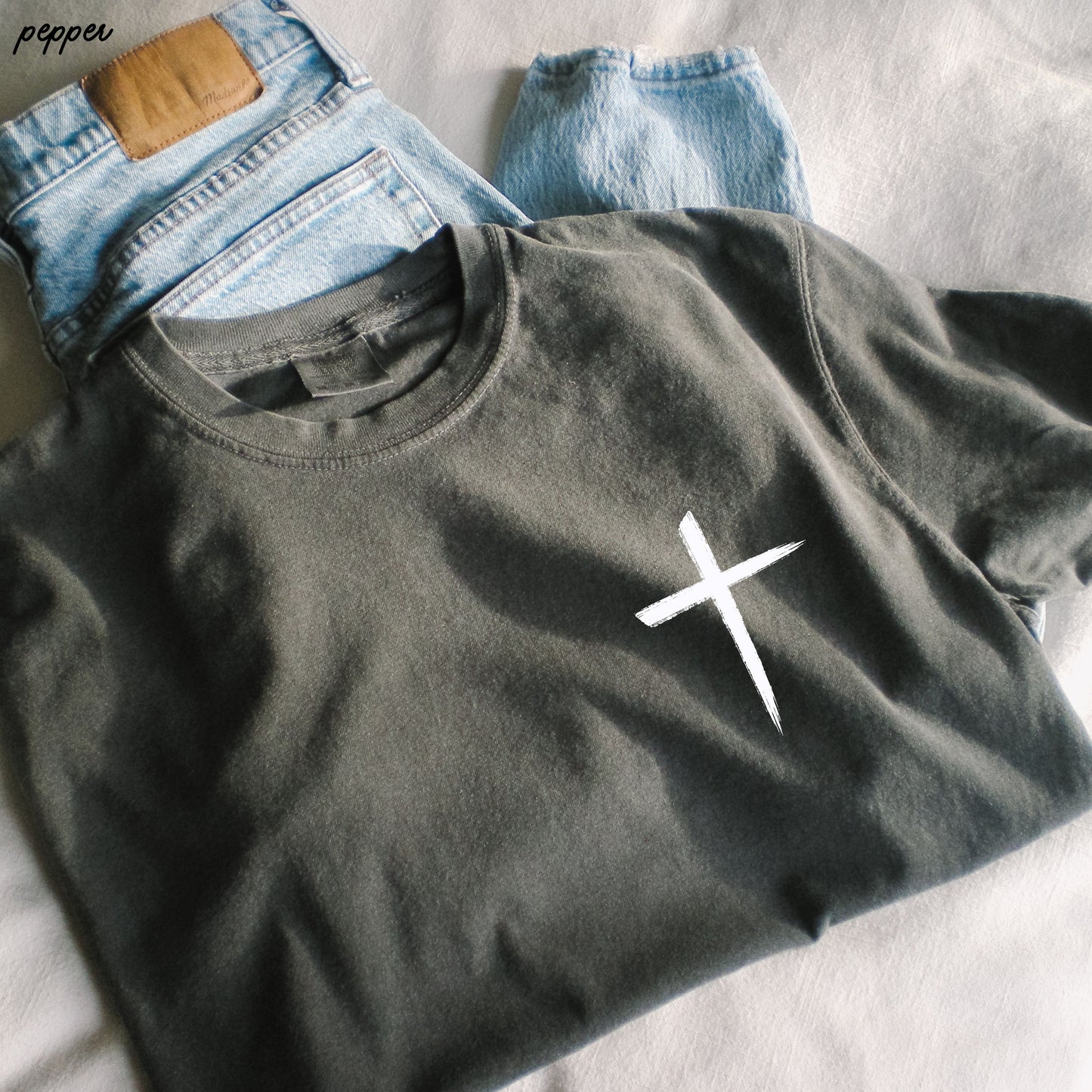 Pocket Cross Comfort Colors Tee *16 Colors (S-3X) Chloe Vs Tank The Boutique