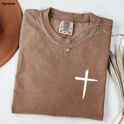 Pocket Cross Comfort Colors Tee *16 Colors (S-3X) Chloe Vs Tank The Boutique