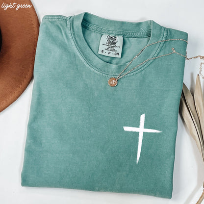 Pocket Cross Comfort Colors Tee *16 Colors (S-3X) Chloe Vs Tank The Boutique