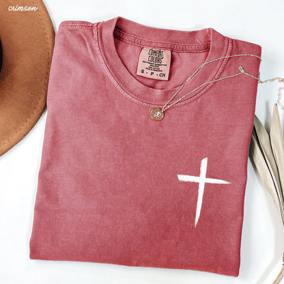 Pocket Cross Comfort Colors Tee *16 Colors (S-3X) Chloe Vs Tank The Boutique