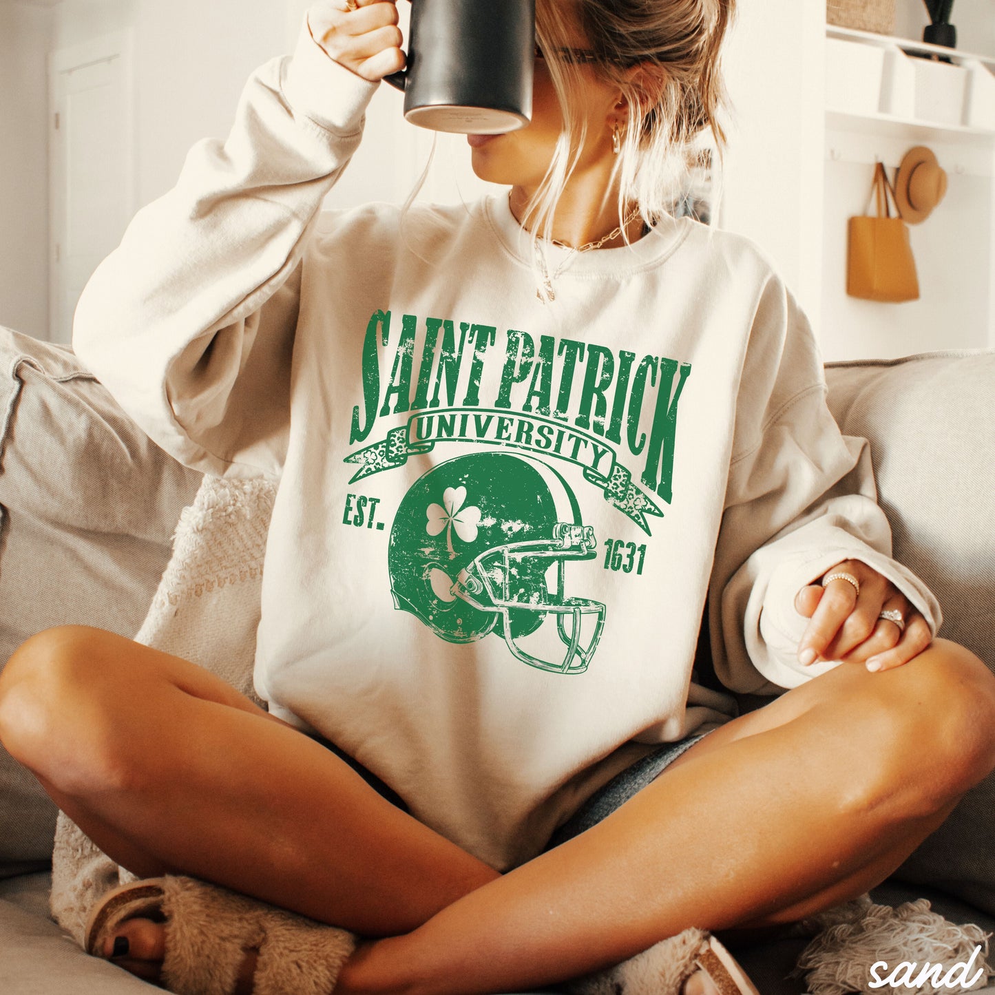 St. Patrick's Football University Sweatshirt *7 Colors (S-3X) Chloe Vs Tank The Boutique