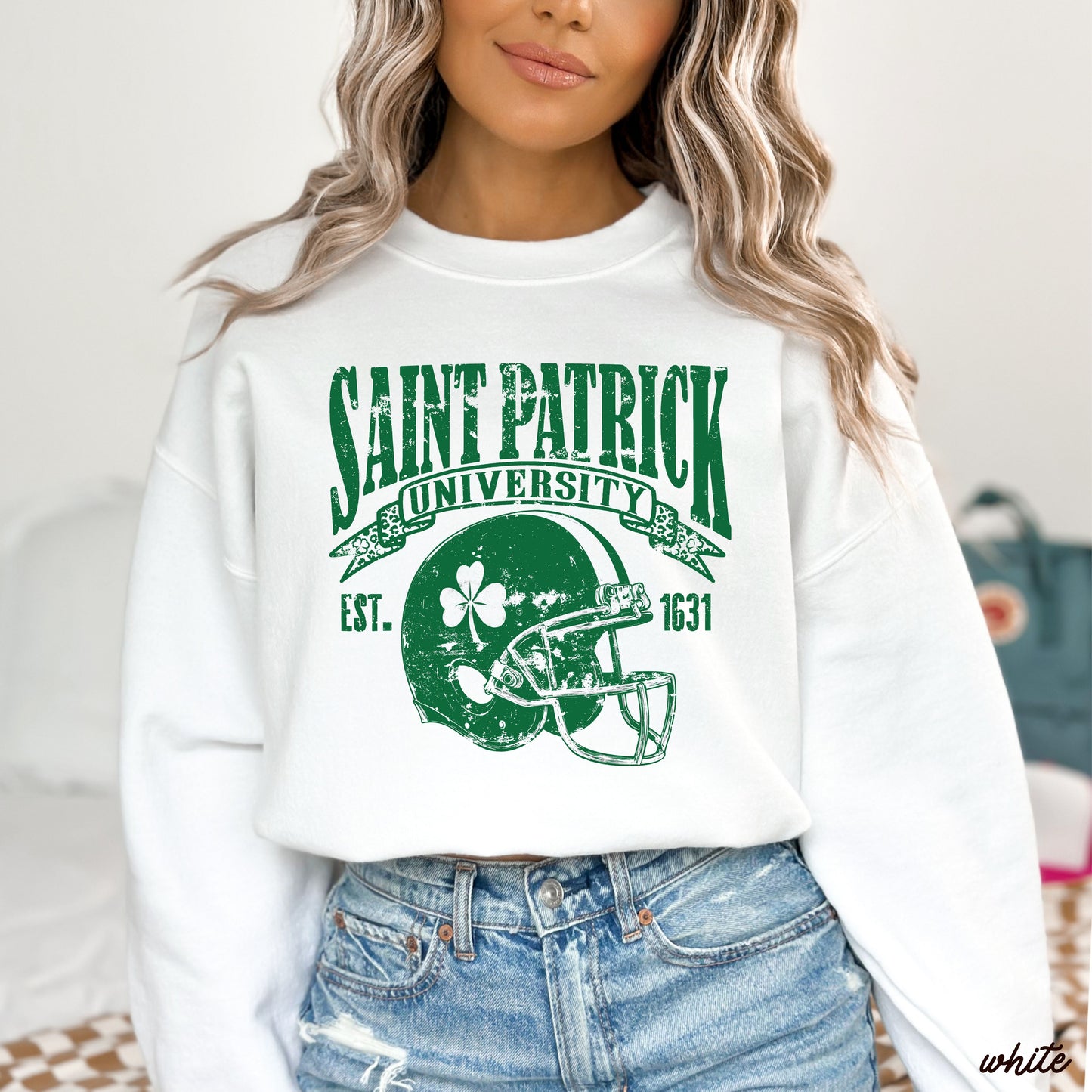 St. Patrick's Football University Sweatshirt *7 Colors (S-3X) Chloe Vs Tank The Boutique