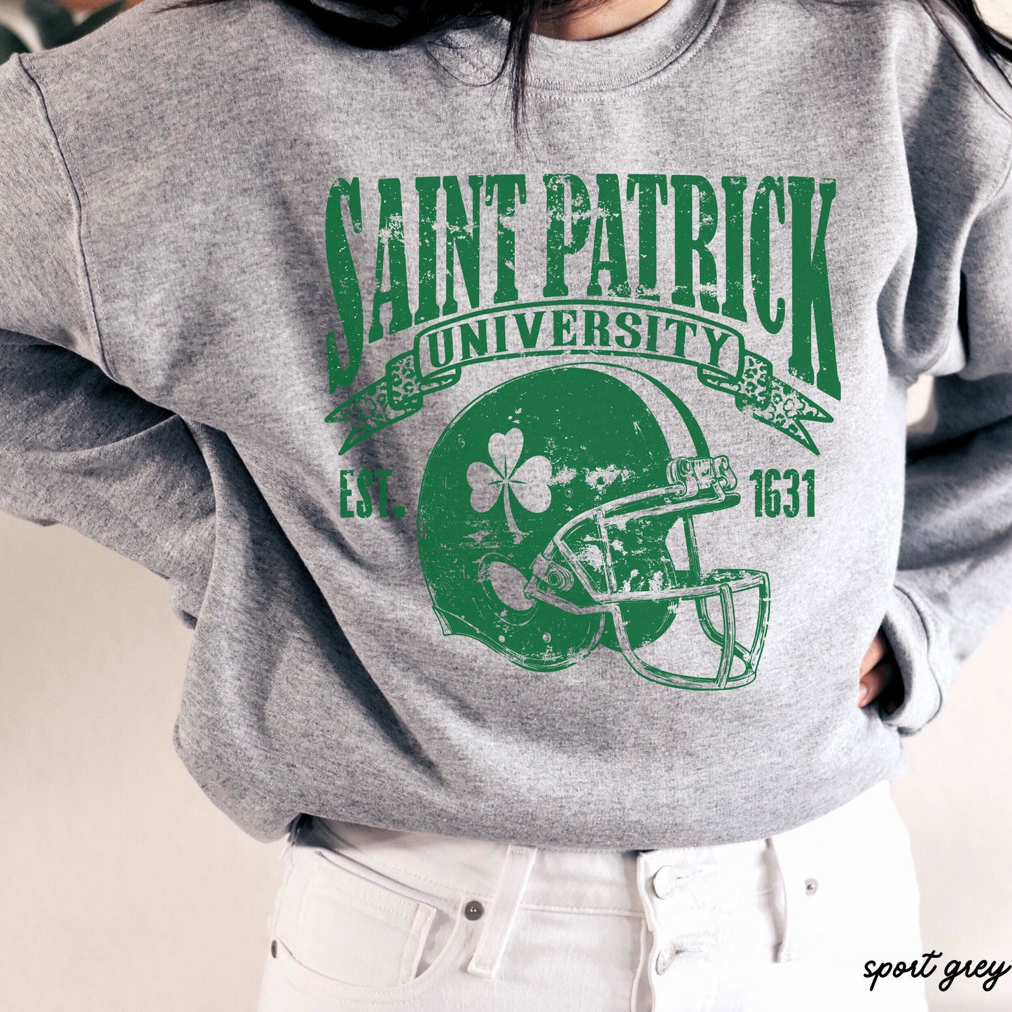 St. Patrick's Football University Sweatshirt *7 Colors (S-3X) Chloe Vs Tank The Boutique