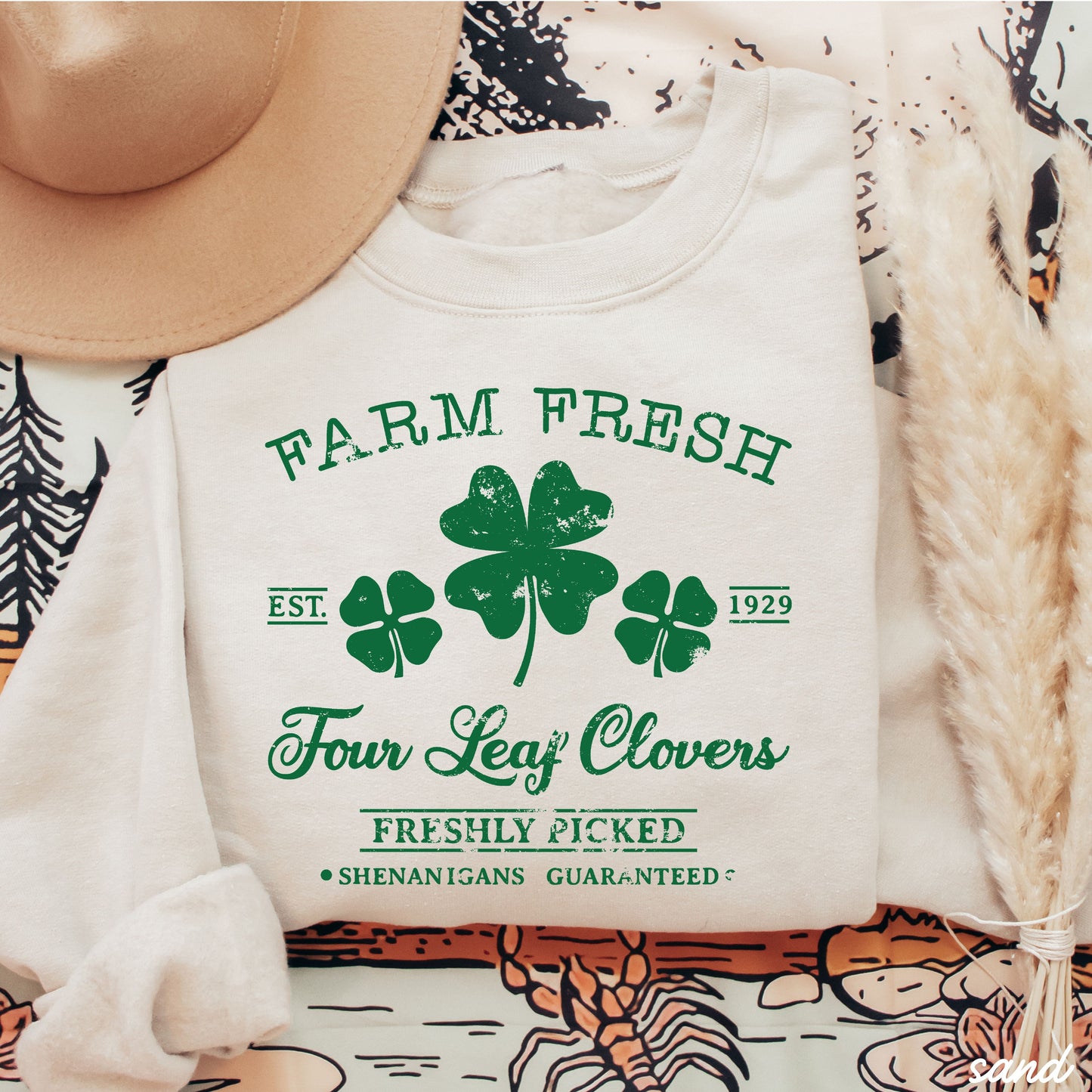 Farm Fresh Clovers Sweatshirt *6 Colors (S-3X) Chloe Vs Tank The Boutique