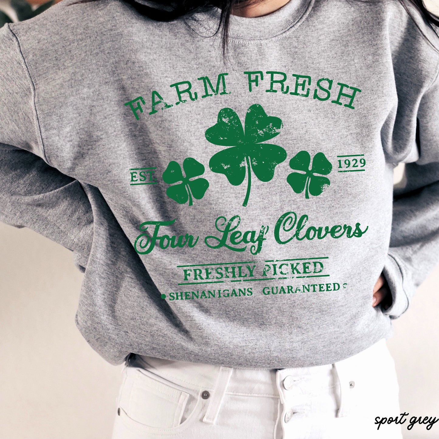 Farm Fresh Clovers Sweatshirt *6 Colors (S-3X) Chloe Vs Tank The Boutique