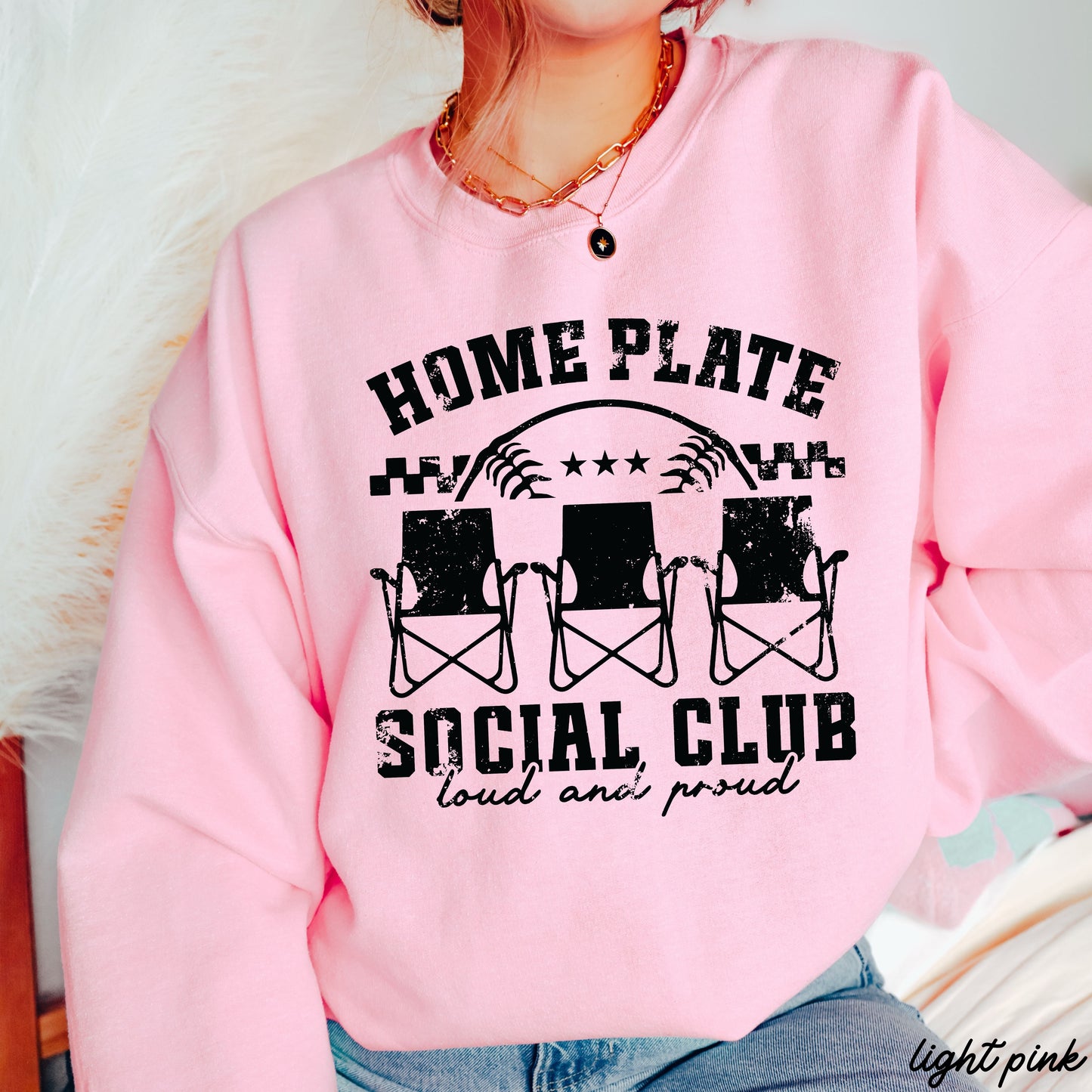 Home Plate Social Club Sweatshirt *9 Colors (S-3X) Chloe Vs Tank The Boutique