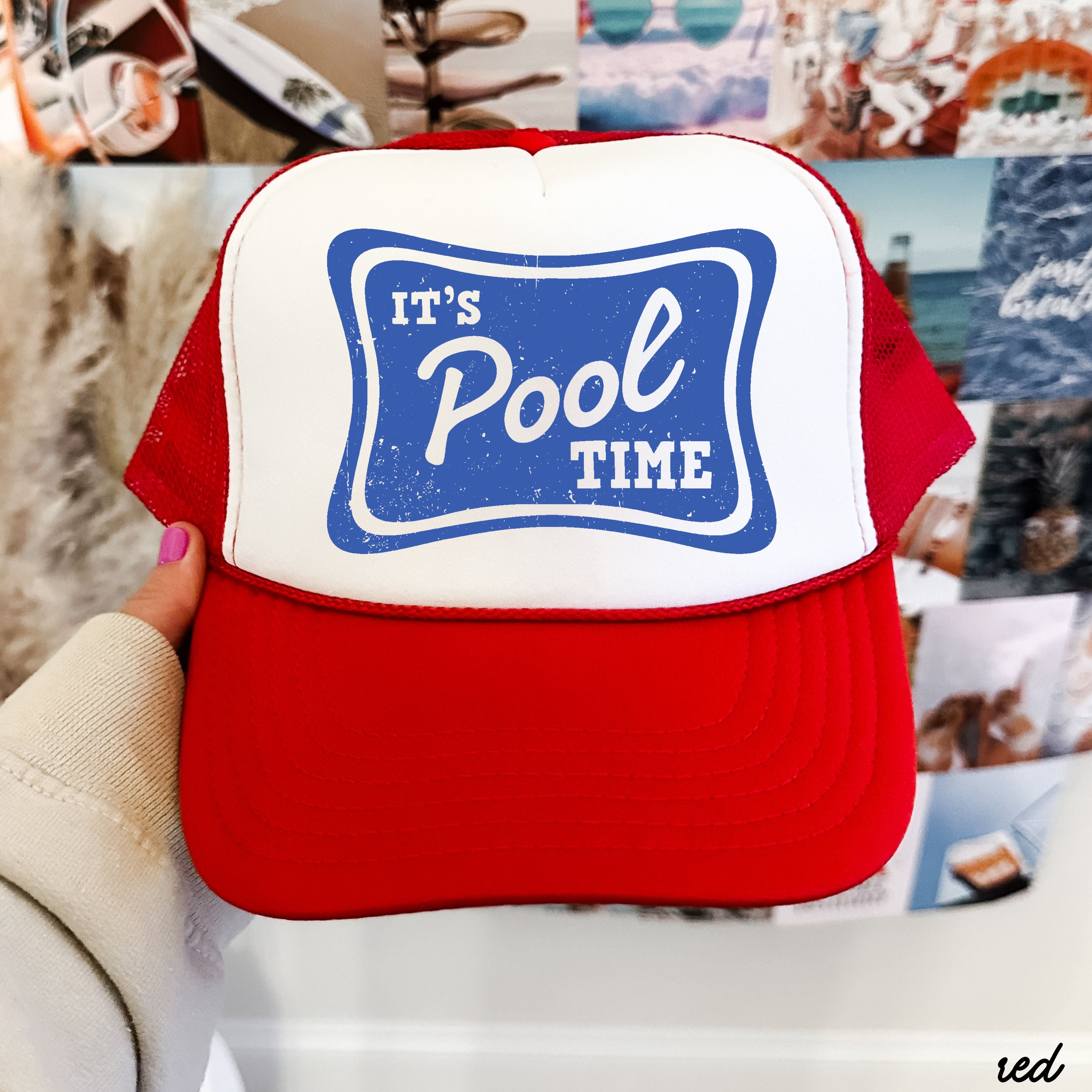 It's Pool Time Trucker Hat *12 COLORS Chloe Vs Tank The Boutique