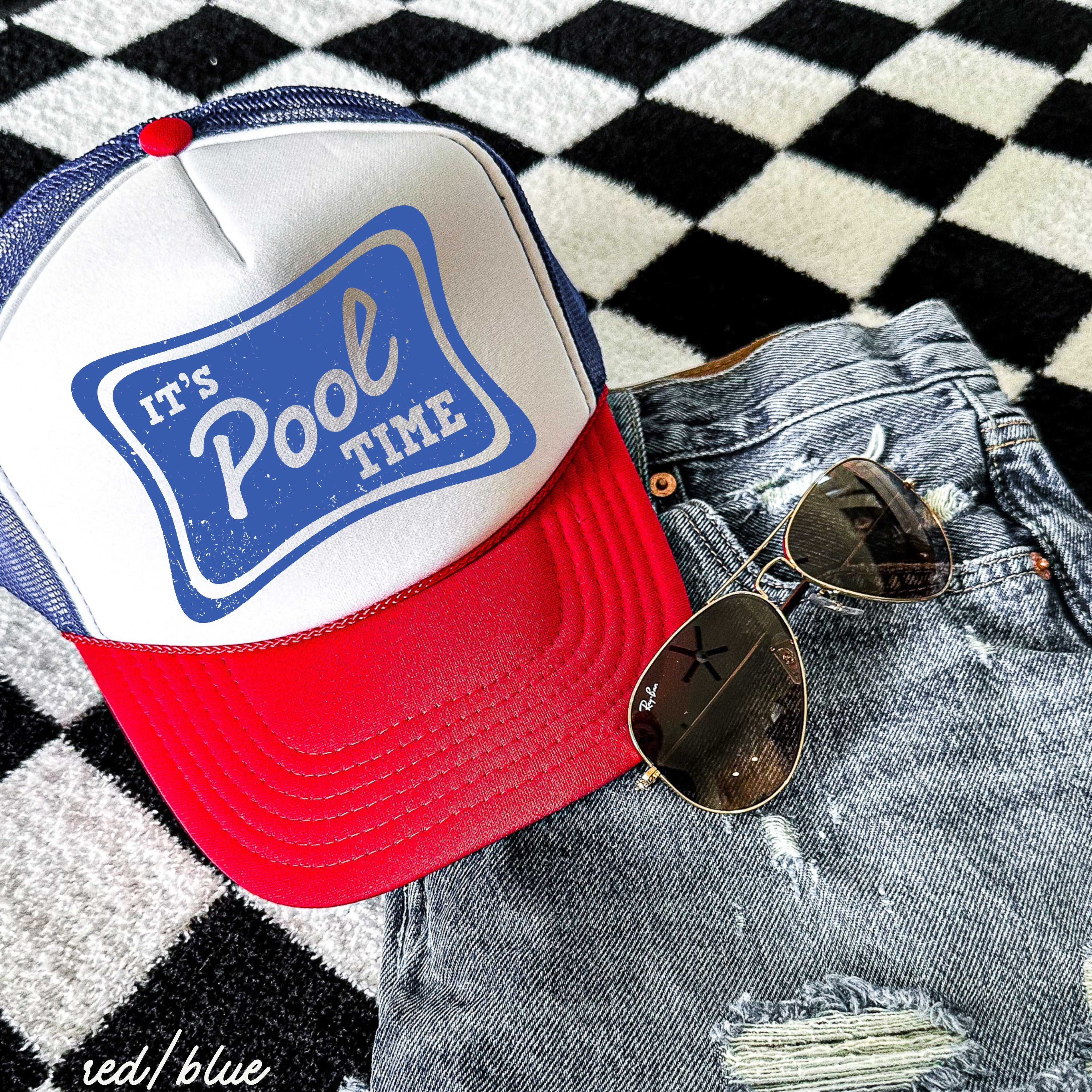 It's Pool Time Trucker Hat *12 COLORS Chloe Vs Tank The Boutique