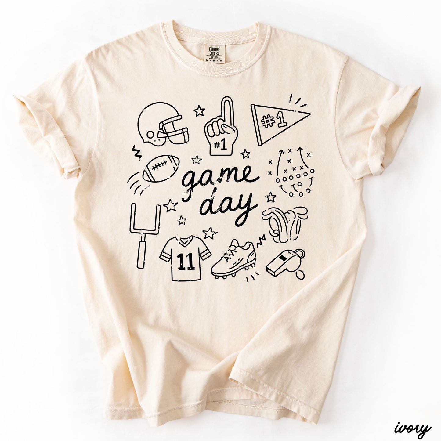 Football Game Day Doodle Tee *16 Colors (S-3X) Chloe Vs Tank The Boutique
