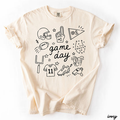 Football Game Day Doodle Tee *16 Colors (S-3X) Chloe Vs Tank The Boutique