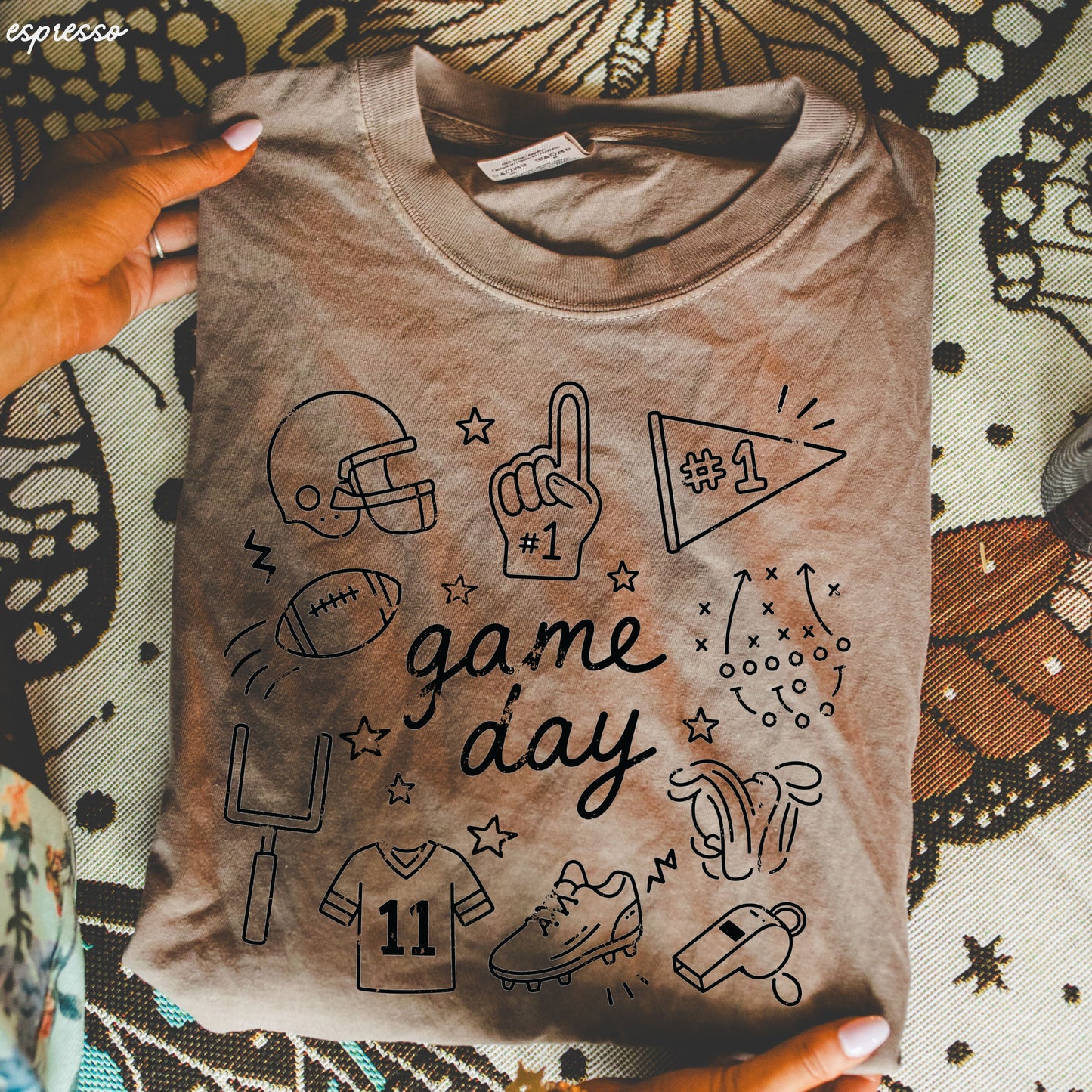 Football Game Day Doodle Tee *16 Colors (S-3X) Chloe Vs Tank The Boutique