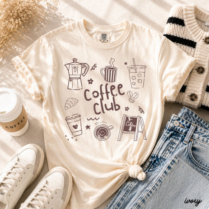 Coffee Club Doodle Tee *16 Colors (S-3X) SC Chloe Vs Tank The Boutique