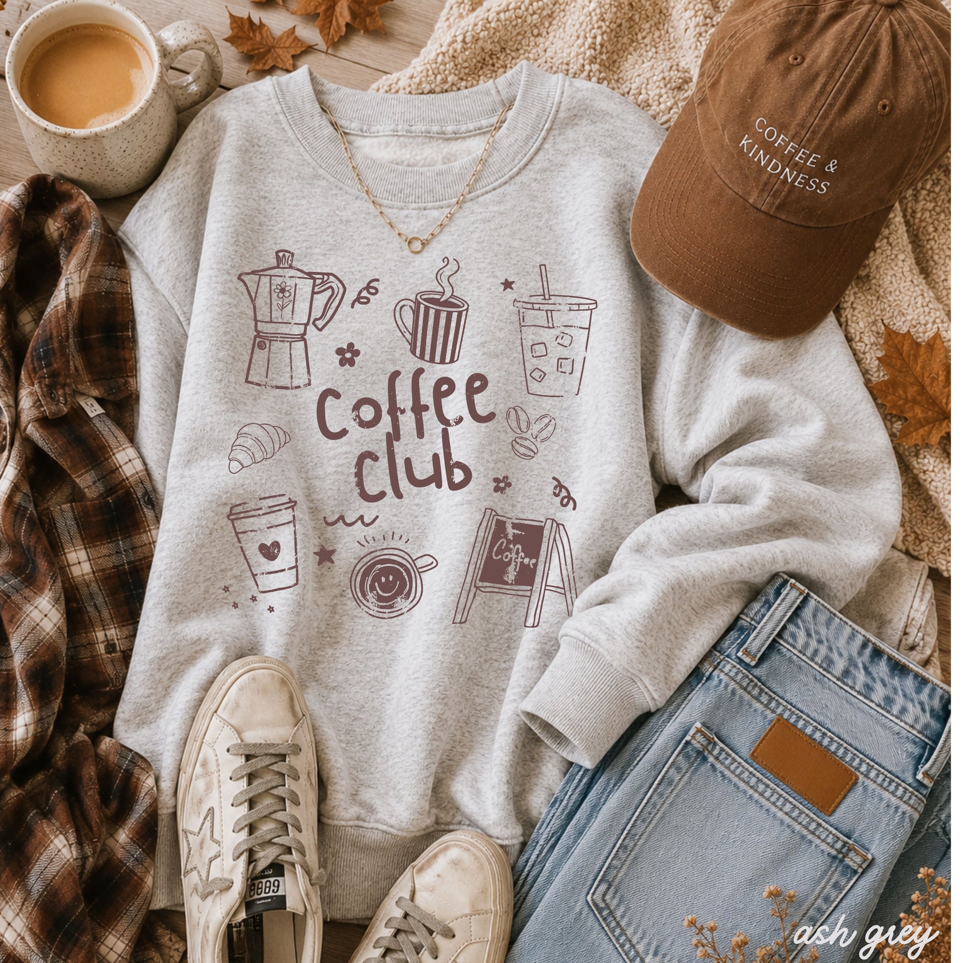 Coffee Club Doodle Sweatshirt *10 Colors (S-3X) Chloe Vs Tank The Boutique