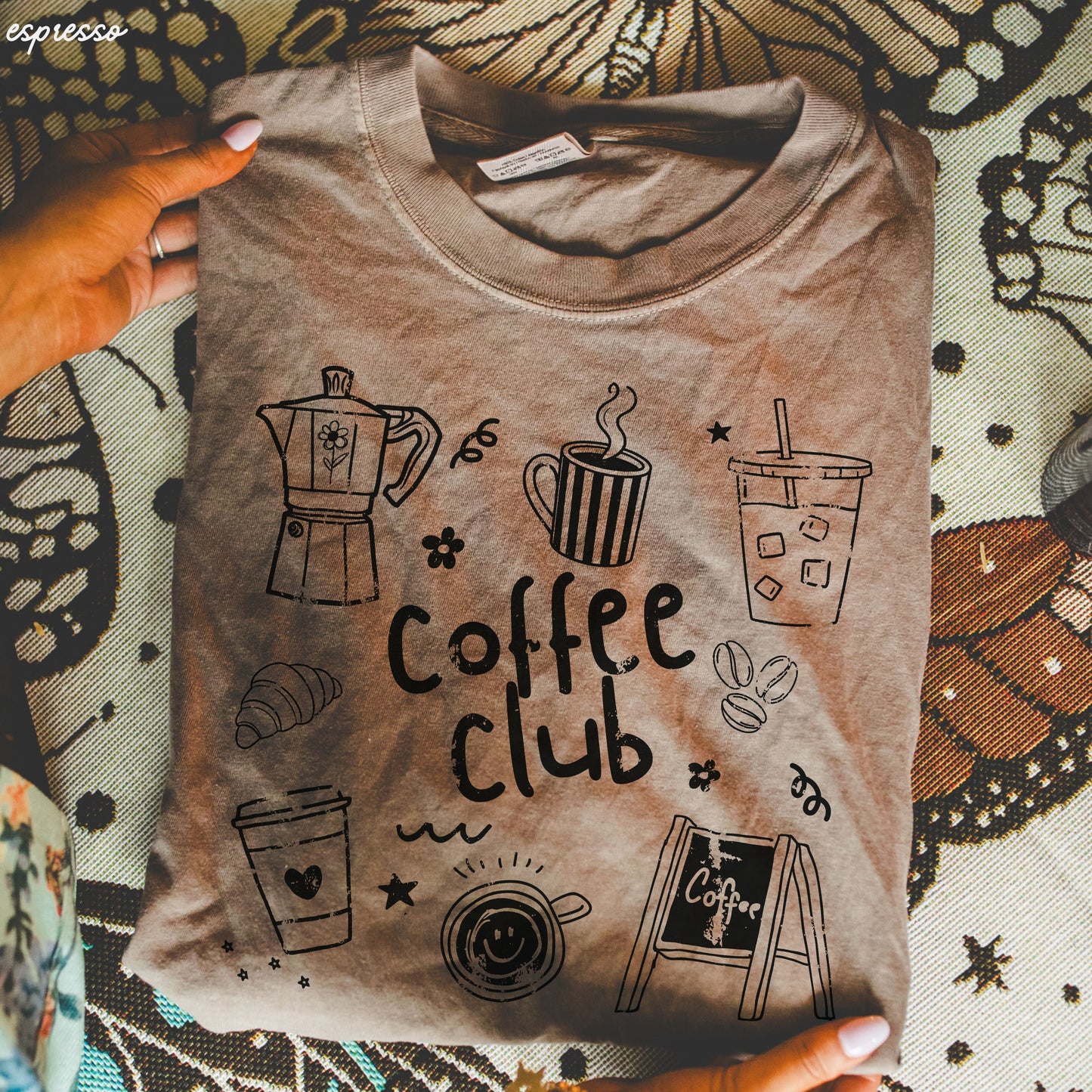 Coffee Club Doodle Tee *16 Colors (S-3X) SC Chloe Vs Tank The Boutique
