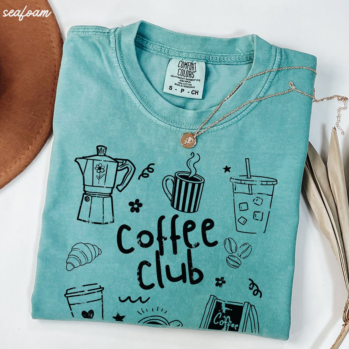 Coffee Club Doodle Tee *16 Colors (S-3X) SC Chloe Vs Tank The Boutique