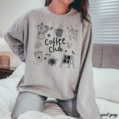 Coffee Club Doodle Sweatshirt *10 Colors (S-3X) Chloe Vs Tank The Boutique